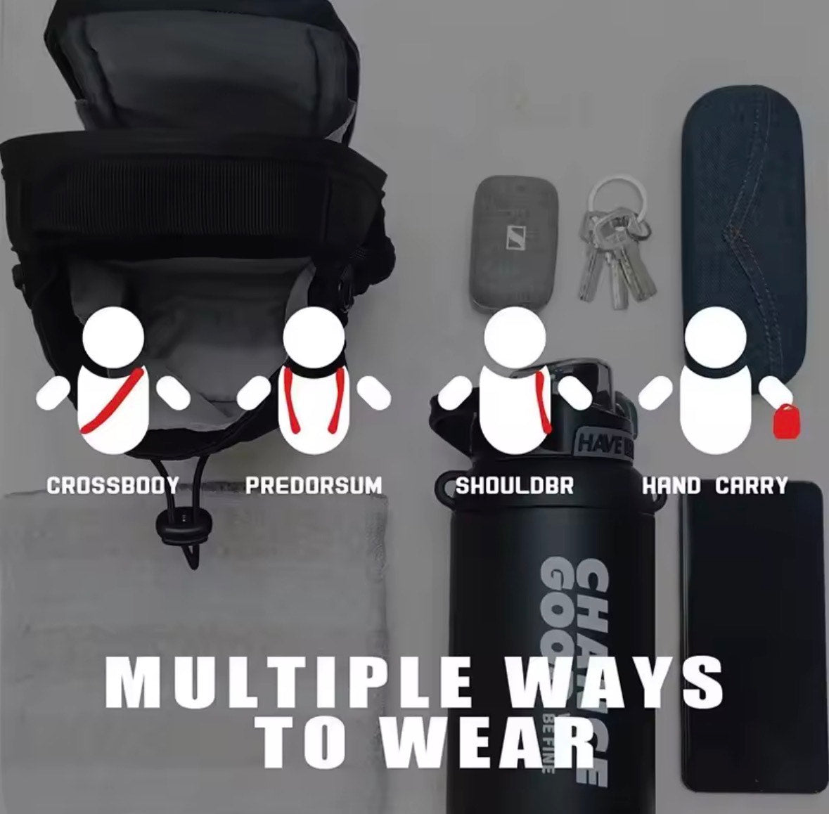 Bolsa de Gimnasio con Porta Botellas de Agua Exterior